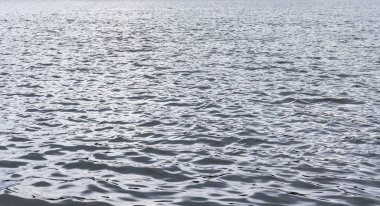 Yumuşak dalgalı mavi su yüzeyi. Mavi dalgalar, deniz ya da göl üzerinde su yüzeyi. Doku veya desen