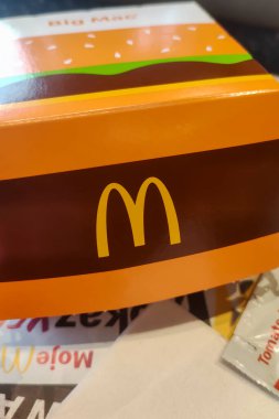 Warsaw Poland - September 15 2024: McDonald's hamburger box with logo a global fast food brand.