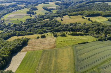 Yemyeşil alanlar ve ormanların havadan görünüşü kırsal manzaraların güzelliğini gözler önüne seriyor.
