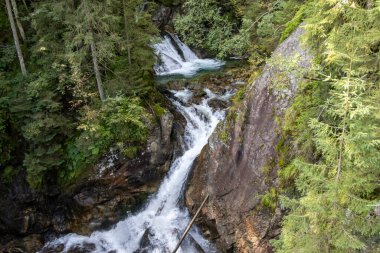 Wodogrzmoty Mickiewicza 'daki Tatra dağlarının doğal güzelliğini somutlaştıran yemyeşil yemyeşil kayalık arazide çağlayan bir şelalenin manzarası. Doğa meraklıları için ideal..