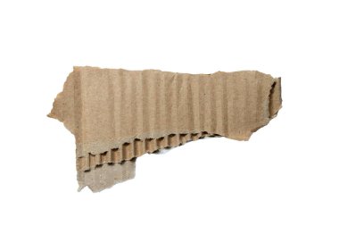 Torn piece of corrugated cardboard showcasing texture and layers. Ideal for backgrounds craft projects or design elements in various applications.