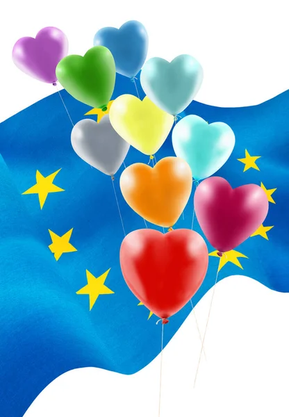 Afbeelding Van Europa Vlag Ballonnen Close Afbeelding — Stockfoto