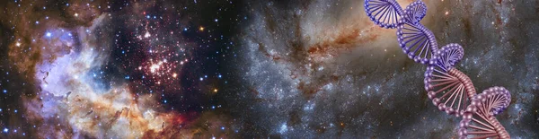 Yıldızlı Gökyüzünün Arka Planında Biçimlendirilmiş Dna Görüntüsü Görüntünün Elementleri Nasa — Stok fotoğraf