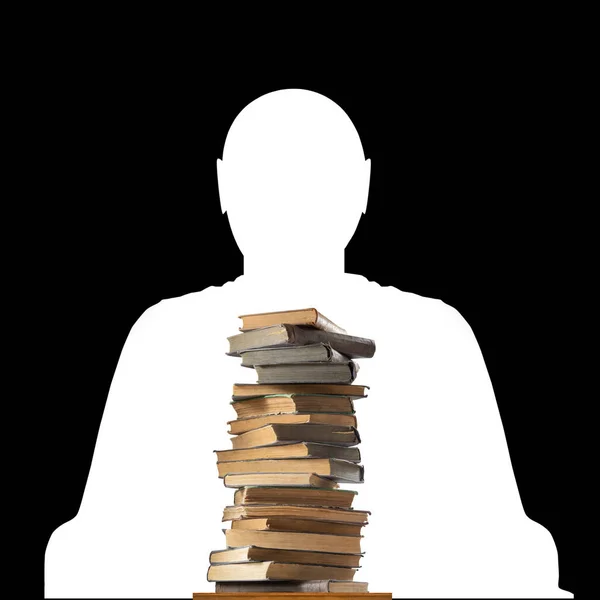 Image Stack Books White Silhouette Background — Stock Photo, Image