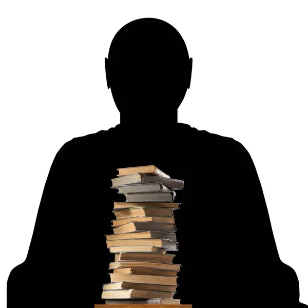 image of stack of books on black silhouette background