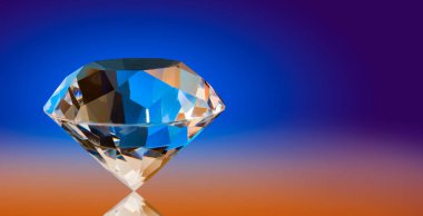 Image of a diamond and reflection on a beautiful multi-colored background