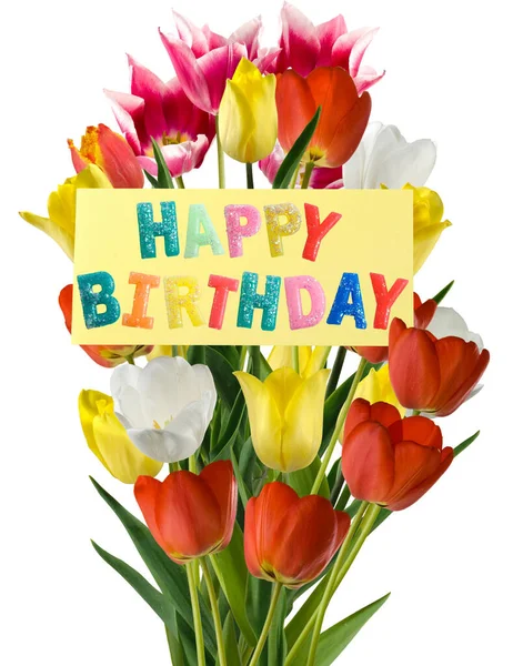 birthday greeting card with flowers closeup