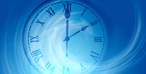 Abstract image of a clock face on a blurred blue abstract background