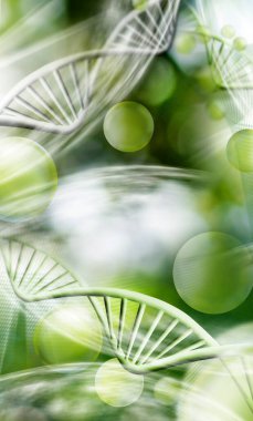 Abstract image of stylized dna chains on a blurred background. 3D-image