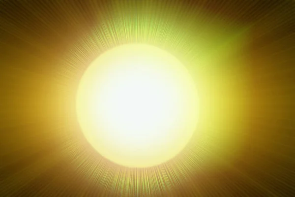 Wizerunek Jaskrawo Świecącego Żółtego Źródła Światła Przypominającego Słońce Rozbieżnymi Promieniami — Zdjęcie stockowe
