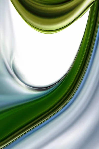 Abstract image consisting of green smooth lines resembling sea waves and elemental whirlwinds