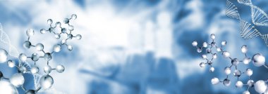 Abstract image of stylized dna chains on a blurred background. 3D-image