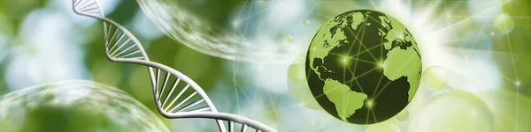Abstract Image Globe Stylized Dna Chain Green Blurred Background — Stock Photo, Image