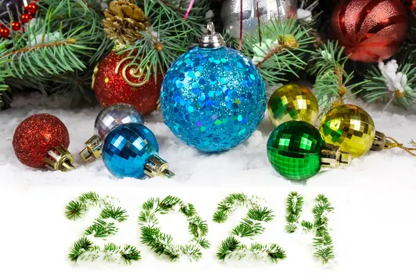 Hermosas Decoraciones Navideñas Sobre Fondo Blanco Decoración Navidad Close 2024 — Foto de Stock