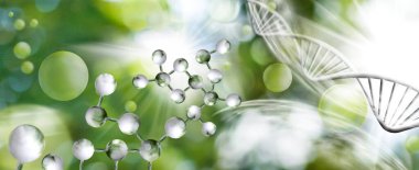 Abstract image of stylized dna chains on a blurred background. 3D-image