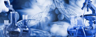 Bulanık bir arkaplanda biçimlendirilmiş DNA zincirlerinin soyut görüntüsü. 