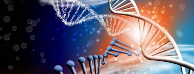 Abstract image of stylized dna chains on a blurred background. 3D-image