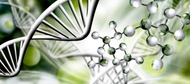 Abstract image of stylized dna chains on a blurred background. 3D-image