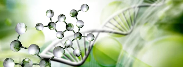 Abstract image of stylized dna chains on a blurred background. 3D-image