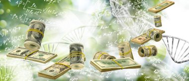 Para birimleri, matematiksel denklemler ve DNA iplikçikleri arasında kıvrılıp duruyor, finans ve bilimin elementlerini yenilik ve büyümeye ilham veren canlı ve verimli bir ortamda birleştiriyor..