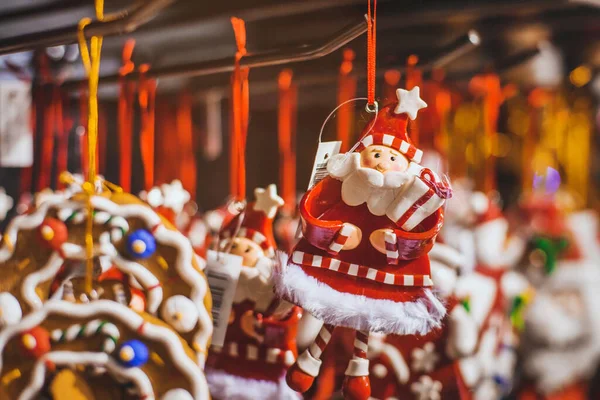 Kerstversiering Winkel Speelgoed Kerstman Close — Stockfoto