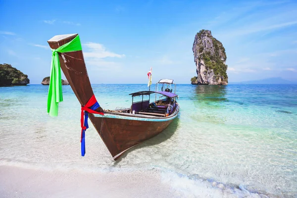 Gyönyörű Strand Thaiföldön Paradicsom Táj Türkiz Kék Tiszta Víz Hosszú — Stock Fotó
