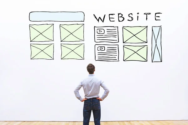 Diseño Del Sitio Web Bosquejo Diseño Web Página Principal — Foto de Stock