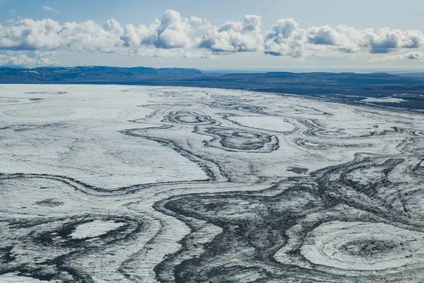 Воздушный Ландшафт Ледника Исландии Вид Текстуру Ледяной Шапки Маленького Самолета — стоковое фото