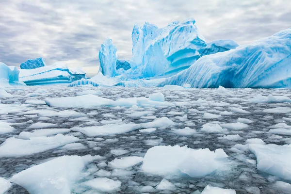 Ανταρκτική Όμορφο Τοπίο Μπλε Παγόβουνα Άγρια Φύση — Φωτογραφία Αρχείου