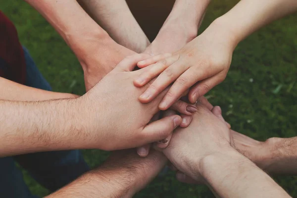 Gruppenunterstützung Und Community Team Help Konzept Viele Hände Zusammen — Stockfoto