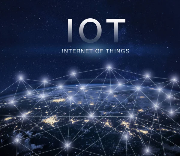 Iot Internet Las Cosas Concepto Con Red Global Alrededor Tierra — Foto de Stock
