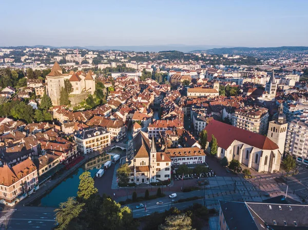 Εναέρια Πανοραμική Θέα Της Πόλης Annecy Γαλλία Ιστορική Αρχιτεκτονική Του — Φωτογραφία Αρχείου