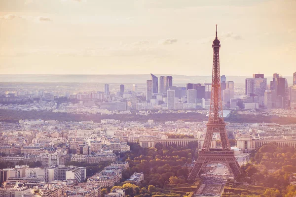 Paris Eiffeltornet Vacker Panoramautsikt Resa Till Europa Turism Frankrike Sommar — Stockfoto