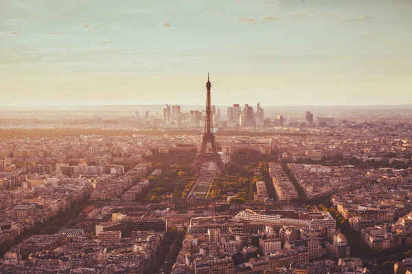 Vista Aérea París Con Torre Eiffel Famoso Punto Referencia Europa — Foto de Stock
