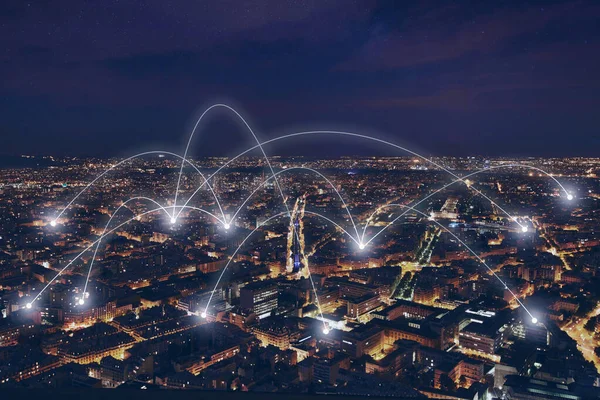 Haberleşme Teknolojisi Küresel Çevrimiçi Nternet Bağlantısı Konsepti Bağlantı — Stok fotoğraf