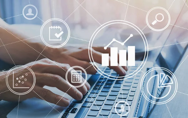 Business Analytics Konzept Mit Digitalen Datendiagrammen Und Diagrammen Finanzen Finanz — Stockfoto