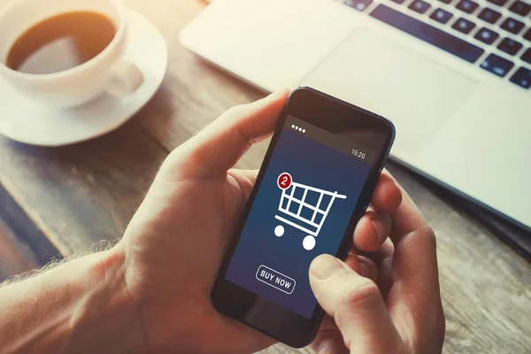 Comprar Línea Tienda Internet Ordenar Comprar Cosas Través Aplicación Teléfono —  Fotos de Stock