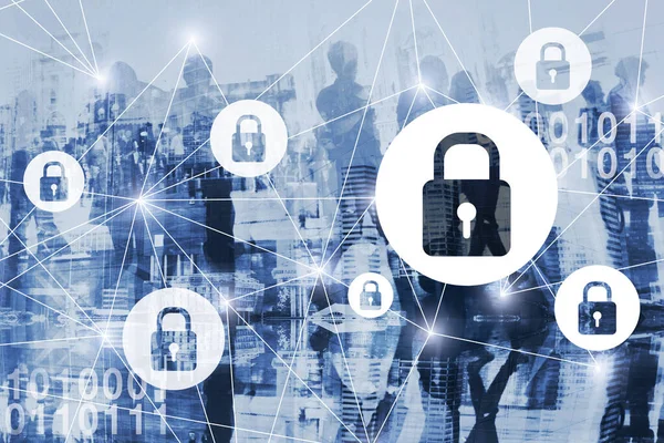 网络安全或Gdpr概念 网络安全 个人信息和私有数字数据保护在线 虚拟锁 安全的互联网连接 图库照片