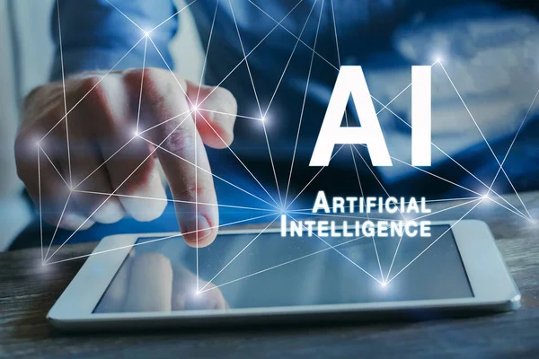 Artificiell Intelligens Koncept Med Neurala Nätverksanslutningar Royaltyfria Stockfoton