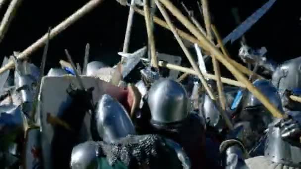 Morimondo Italy June Fighting Medieval Knights Armor Historical Enactment Medieval — Stock Video