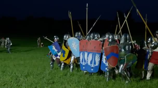 Morimondo Italien Juni Kampf Gegen Mittelalterliche Ritter Rüstungen Historische Nachstellung — Stockvideo