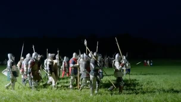 Morimondo Italie Juin Combat Des Chevaliers Médiévaux Armure Reconstitution Historique — Video