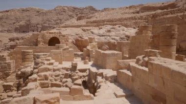 The ruins of the Great Temple with walls, stairs and columns in Petra, Jordan
