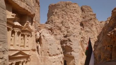 The temple-mausoleum of Al Khazneh (The Treasury) in the ancient city of Petra, Jordan