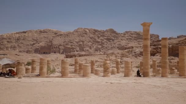 Great Temple Petra Grand Monumental Complex South Colonnaded Street One — Stock video
