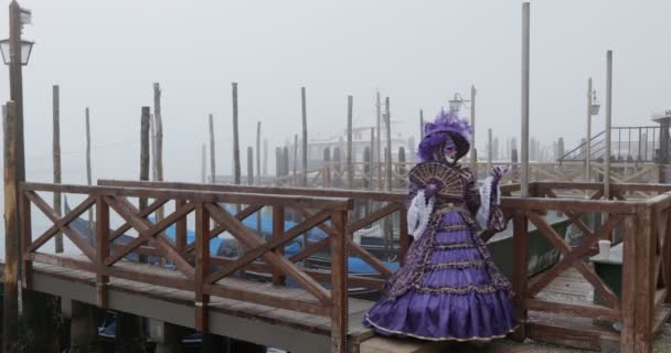 Personer Klædt Franske Kostumer Deltager Karnevalet Den Februar 2022 Venedig – Stock-video