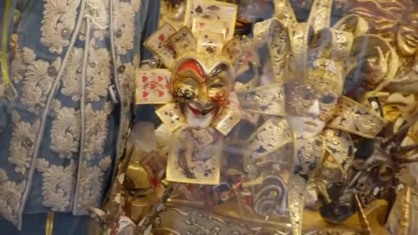 Venetianska Masker Butiken Visas Venedig Italien — Stockvideo