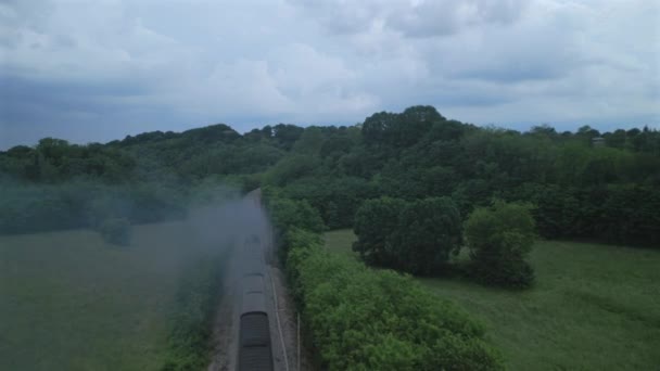 ภาพถ ายทางอากาศท งดงามของรถไฟไอน — วีดีโอสต็อก