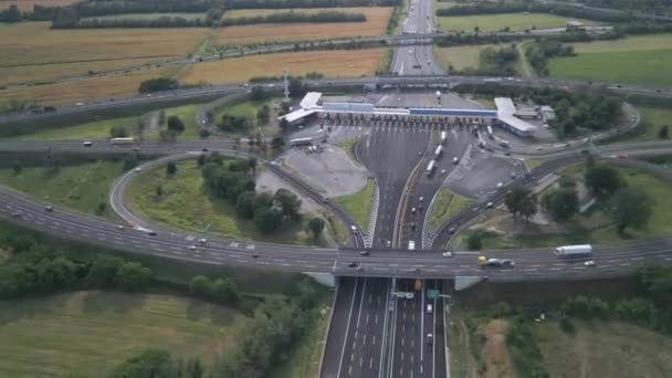 Aerial View Highway Intersection Time Lapse Traffic Northern Italy Highway — Stock Video