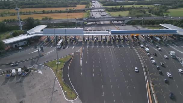 Aerial View Highway Intersection Time Lapse Traffic Northern Italy Highway — Stock Video
